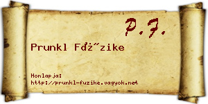 Prunkl Füzike névjegykártya